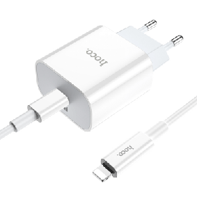 Блок для зарядки Hoco C76A Plus (20W) с кабелем Type-C — Lightning, белый