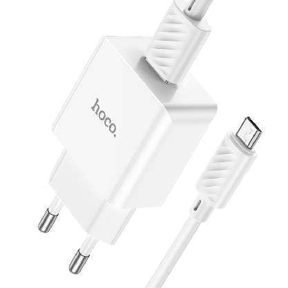 Блок для зарядки Hoco C106A с кабелем Micro-USB, белый