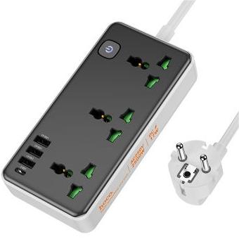 Сетевой удлинитель Hoco AC7A на 3 розетки с USB, черный