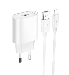 Блок для зарядки Hoco C109A (10.5W) с кабелем Lightning, белый