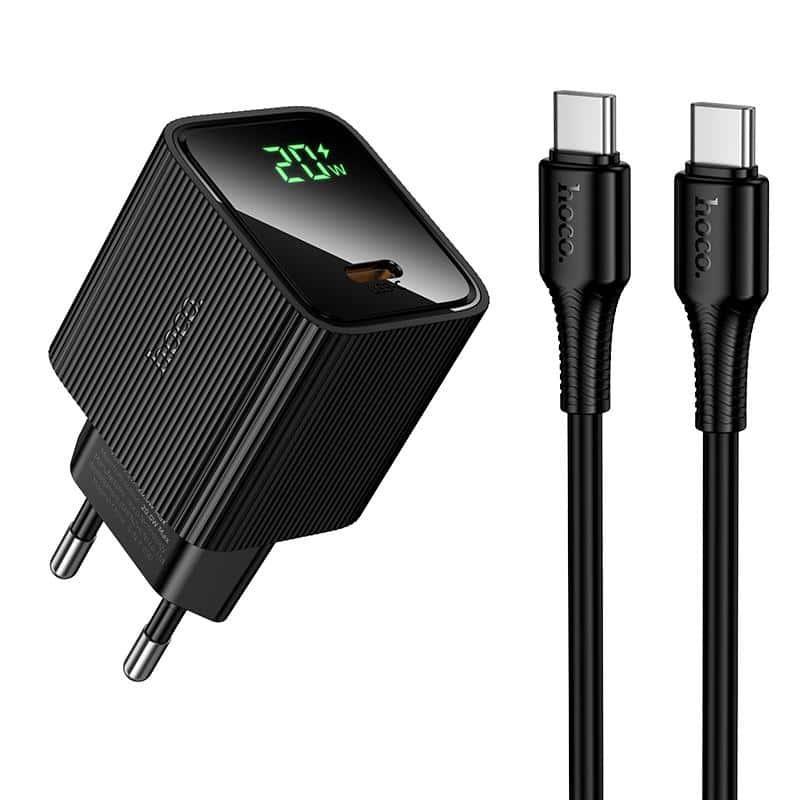 Блок для зарядки Hoco CS82A (20W) с кабелем Type-C — Type-C, черный